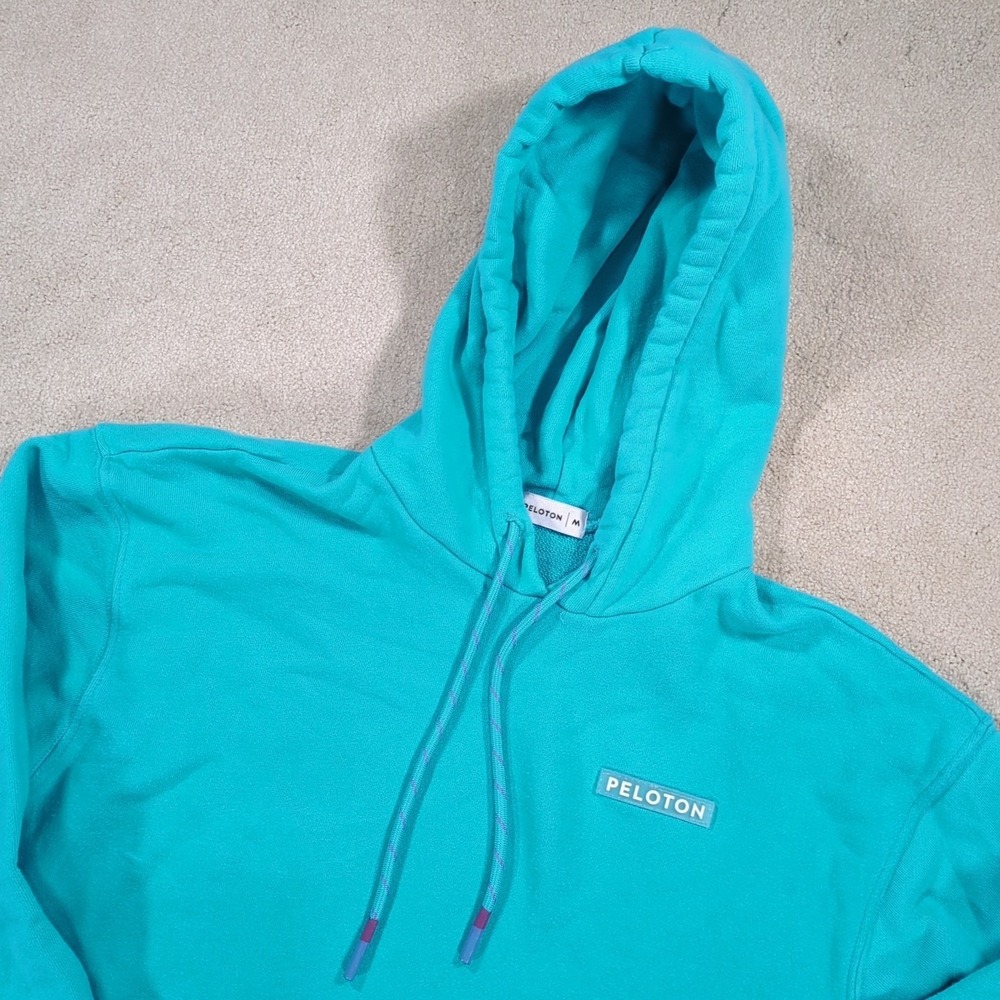 Peloton Women's Medium Terry Cloth In Hoodie Sweatshirt Turquoise Size M Unisex